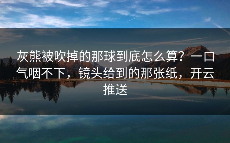 灰熊被吹掉的那球到底怎么算？一口气咽不下，镜头给到的那张纸，开云推送