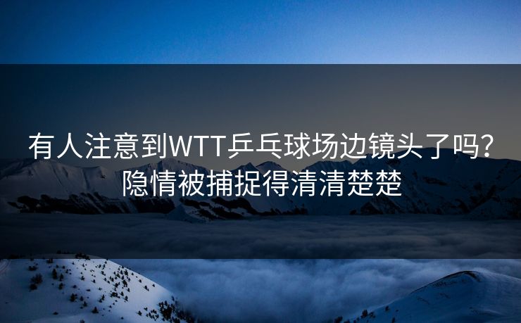 有人注意到WTT乒乓球场边镜头了吗？隐情被捕捉得清清楚楚