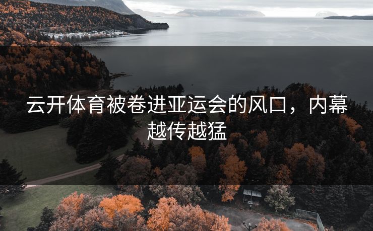 云开体育被卷进亚运会的风口，内幕越传越猛