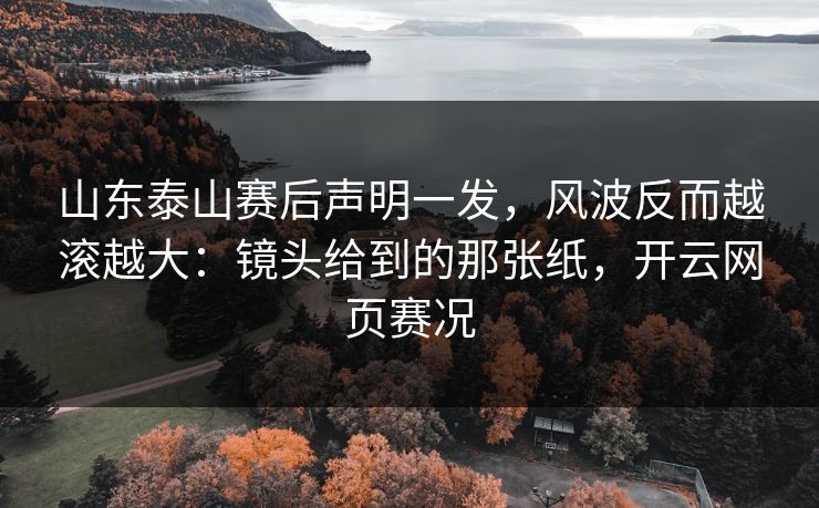 山东泰山赛后声明一发，风波反而越滚越大：镜头给到的那张纸，开云网页赛况